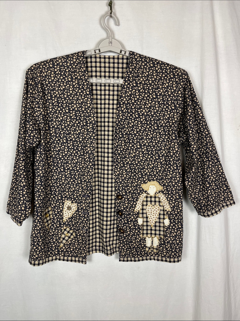 Handmade Reversible Cottagecore Black and Orange Open Front Cardigan